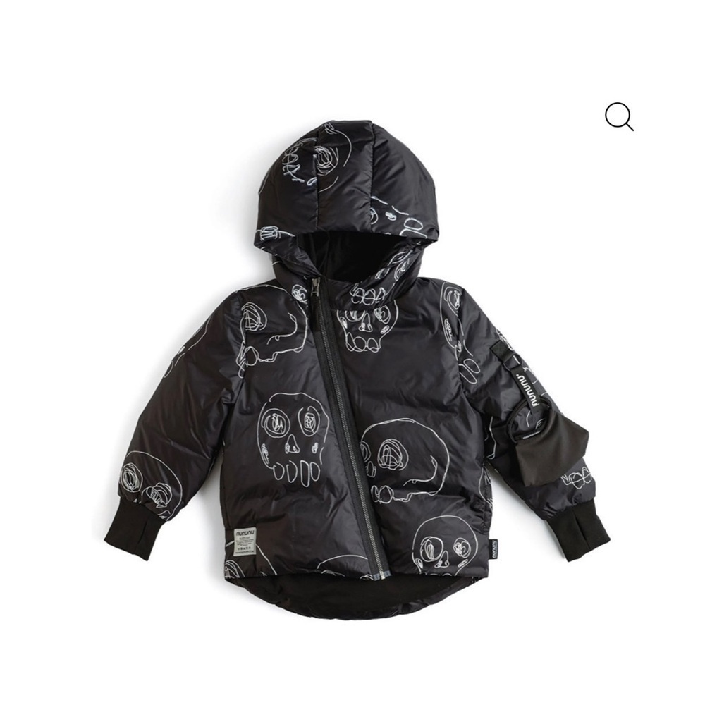 nununu Black Skull Print Puffer Jacket